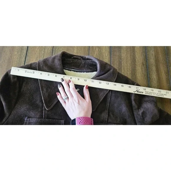 Montgomery Ward suede Heavy leather Sherpa Lined‎ Coat Vintage - Picture 12 of 14